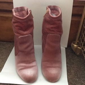 Pink Velvet Booties
